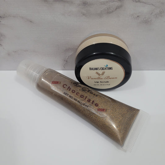 Moisturizing Lip Scrub & Lip Gloss set - Halian's Creations LLC