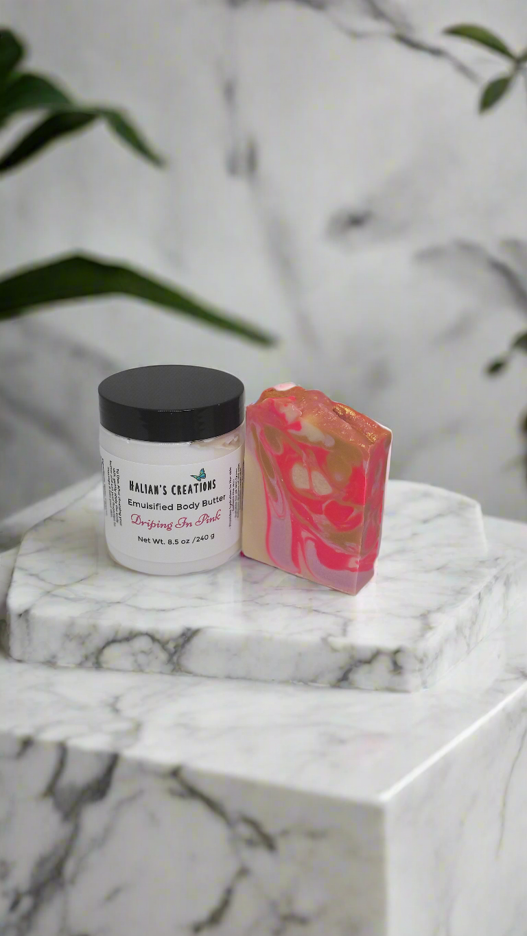 Dripping In Pink Bundle Set "A vibrant, effervescent blend of sun-ripened berries, sparkling citrus, and creamy vanilla—like a tropical breeze in a bottle." - Halian's Creations LLC